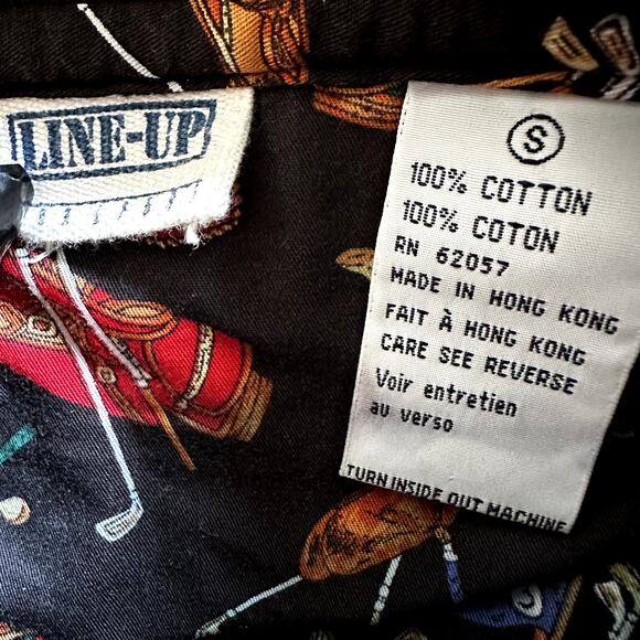 VTG Line Up Polo Sweatshirt 80s Embroidered Golf Logo 100% Cotton Black Small - Picture 4 of 5